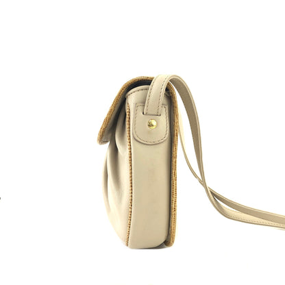 CELINE Horse carriage Shirring Shoulder bag Ivory Vintage Old CELINE sawt6d