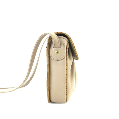 CELINE Horse carriage Shirring Shoulder bag Ivory Vintage Old CELINE sawt6d
