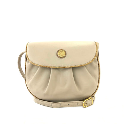 CELINE Horse carriage Shirring Shoulder bag Ivory Vintage Old CELINE sawt6d