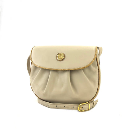 CELINE Horse carriage Shirring Shoulder bag Ivory Vintage Old CELINE sawt6d