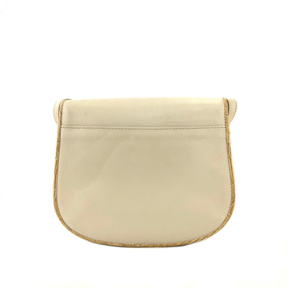 CELINE Horse carriage Shirring Shoulder bag Ivory Vintage Old CELINE sawt6d