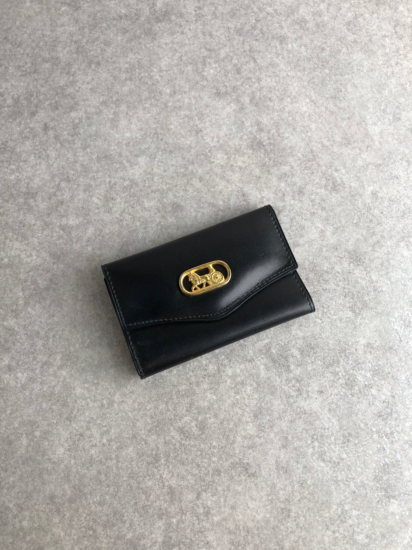 CELINE Horse Carriage Key Case Black Vintage hnhm6t