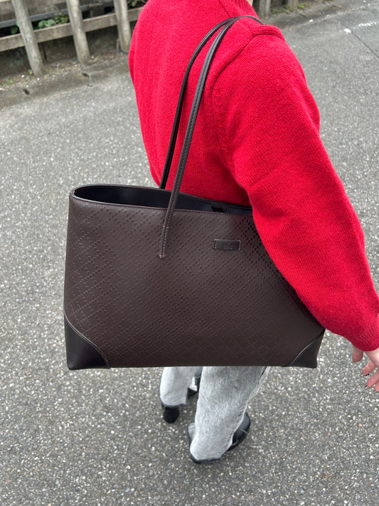 GUCCI Logo Totebag Brown Vintage sjc4yu