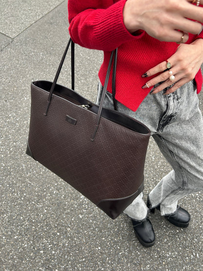 GUCCI Logo Totebag Brown Vintage sjc4yu