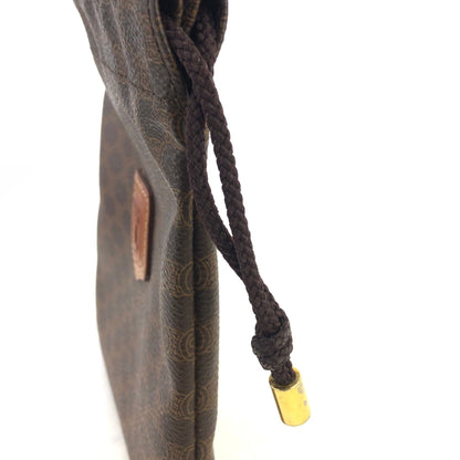 CELINE Macadam Drawstring Mini bag Pouch Brown Vintage Old CELINE x8kijv