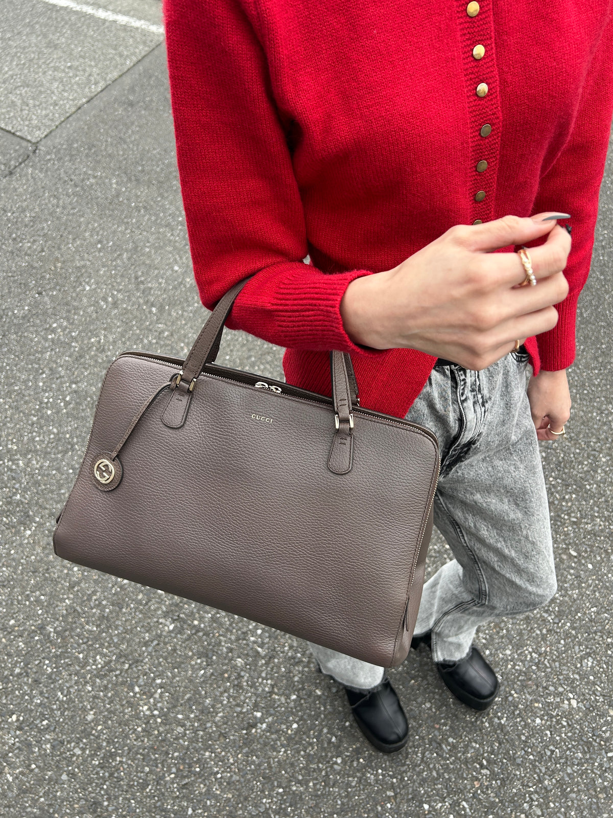 GUCCI Interlocking Two-way Handbag Shoulder bag Brown Vintage 8v35mj