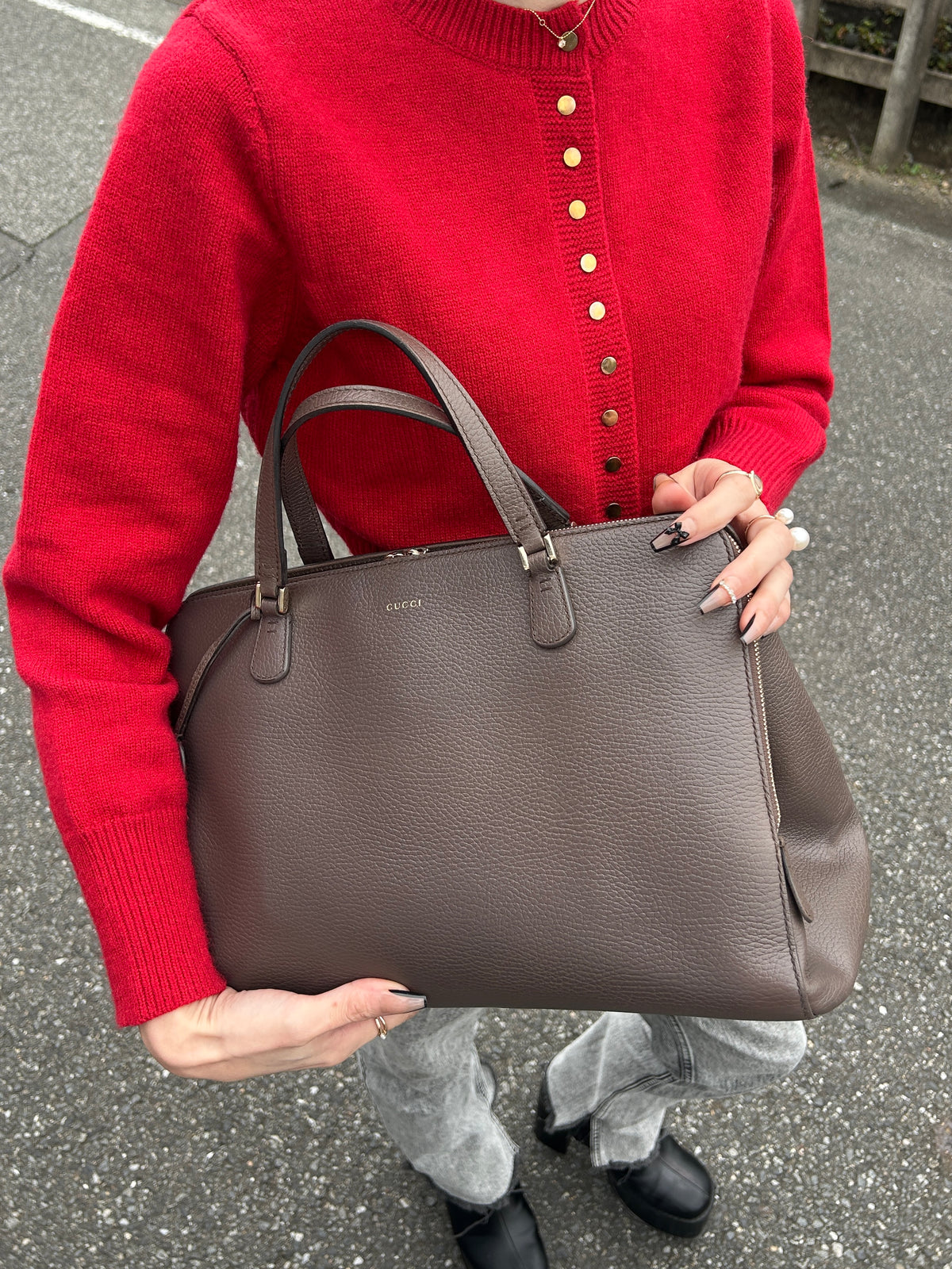 GUCCI Interlocking Two-way Handbag Shoulder bag Brown Vintage 8v35mj