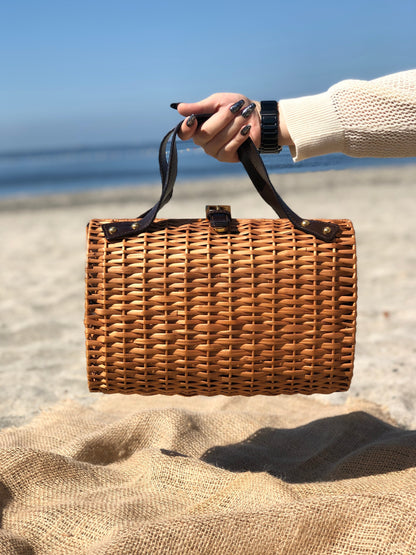 FENDI Rattan Basket bag Handbag Zucca Brown Vintage Old xzipdf