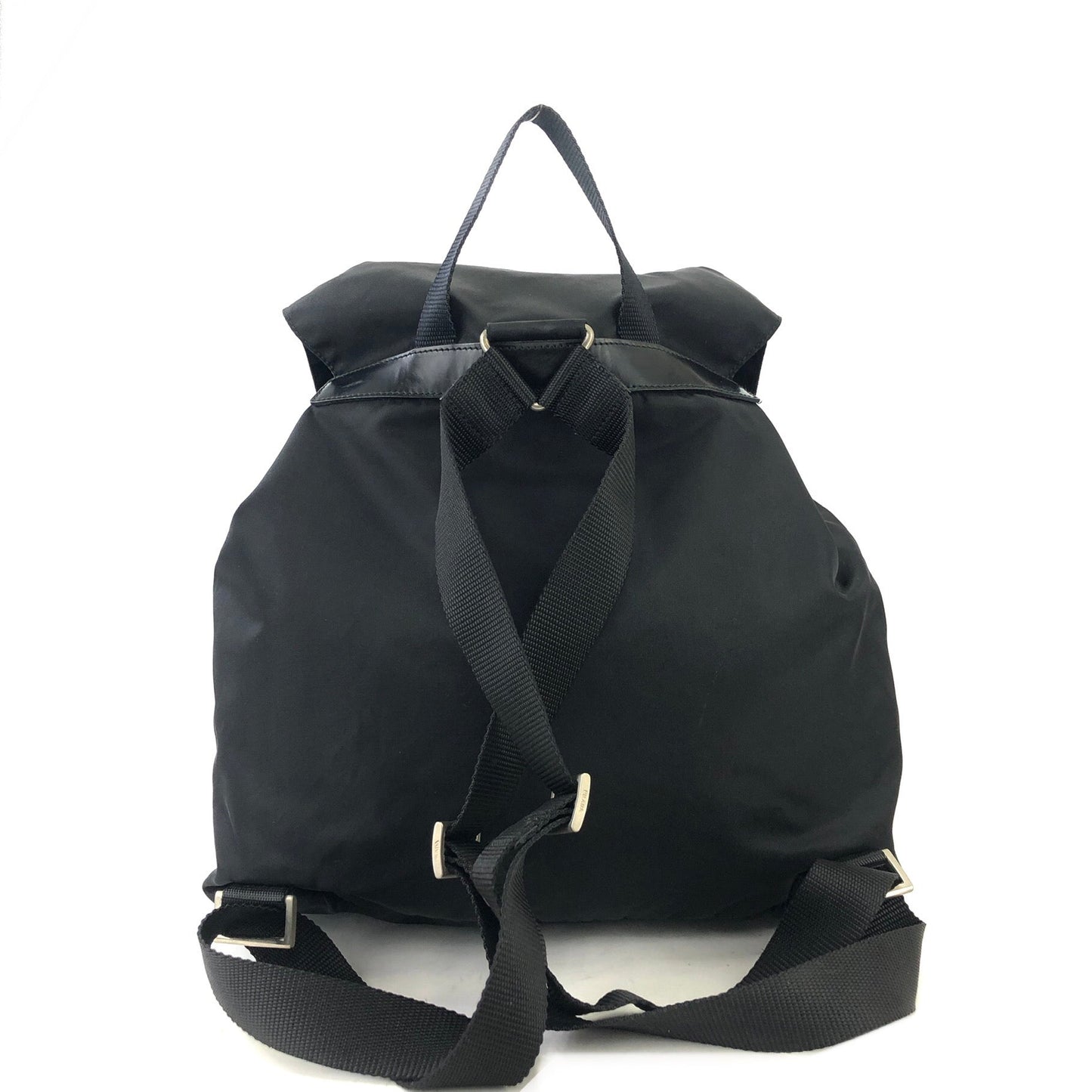 PRADA Triangle logo Double pocket Nylon Backpack Black Vintage xakey2
