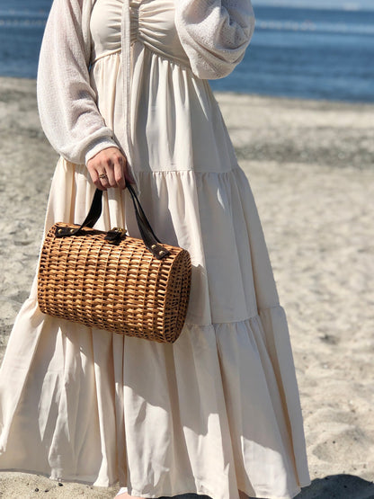 FENDI Rattan Basket bag Handbag Zucca Brown Vintage Old xzipdf