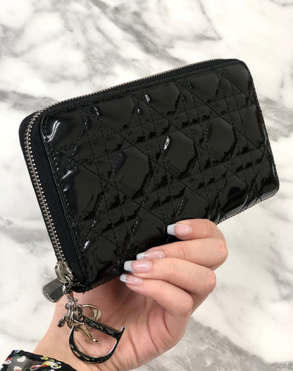 Christian Dior 皮夾 漆皮 黑色 舊款 48648f