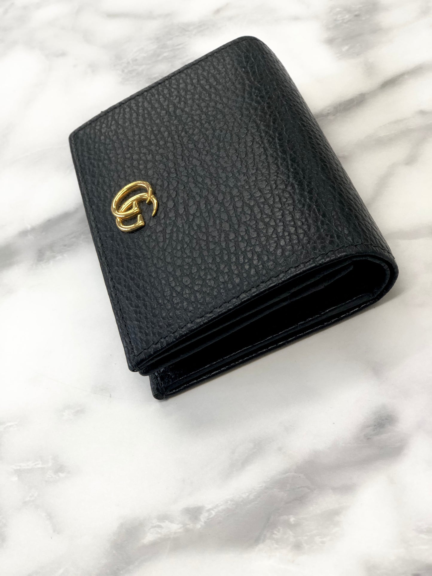 GUCCI Compact Wallet Marmont Black GG  yhbkcy