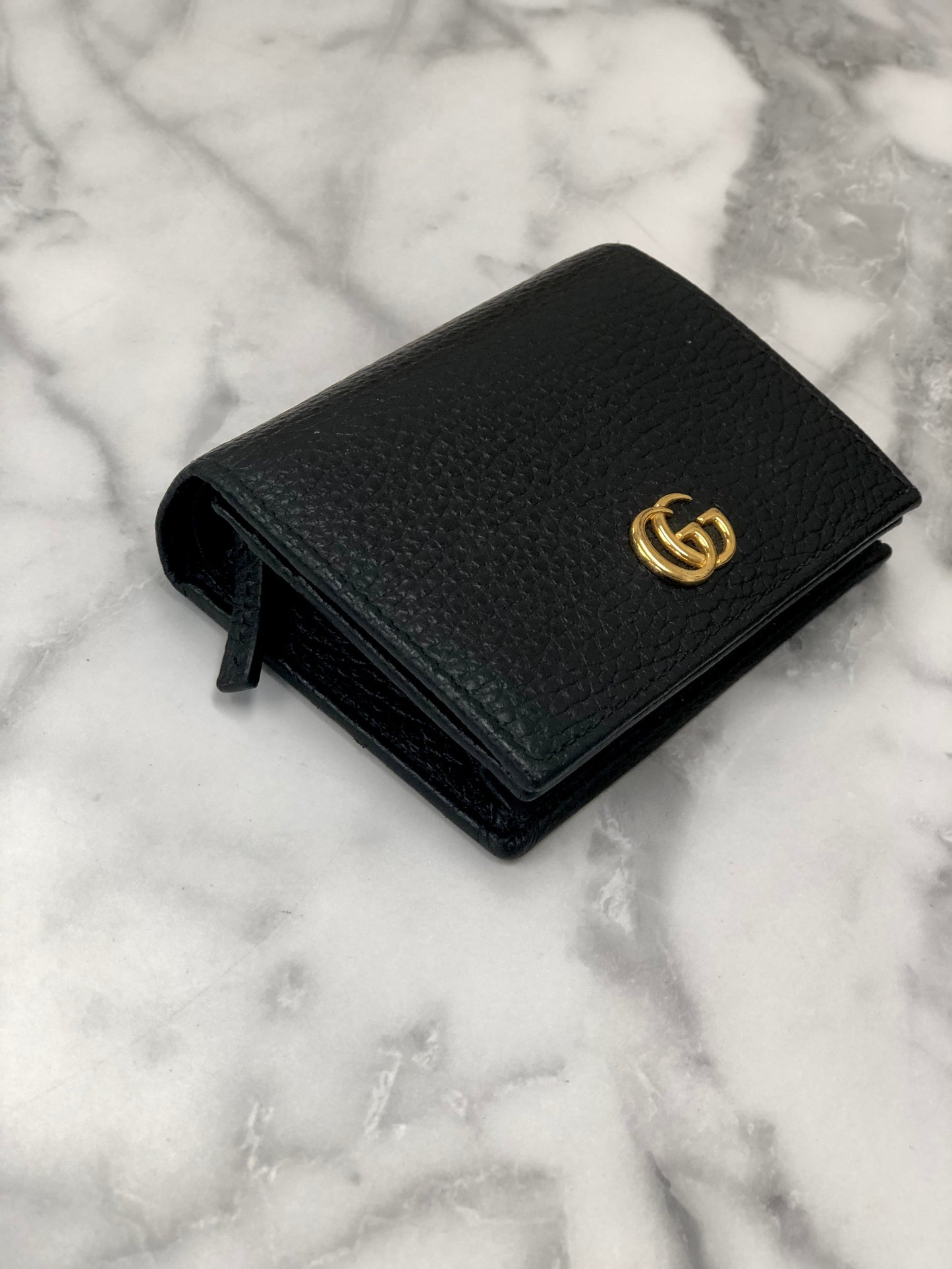 GUCCI Compact Wallet Marmont Black GG  yhbkcy