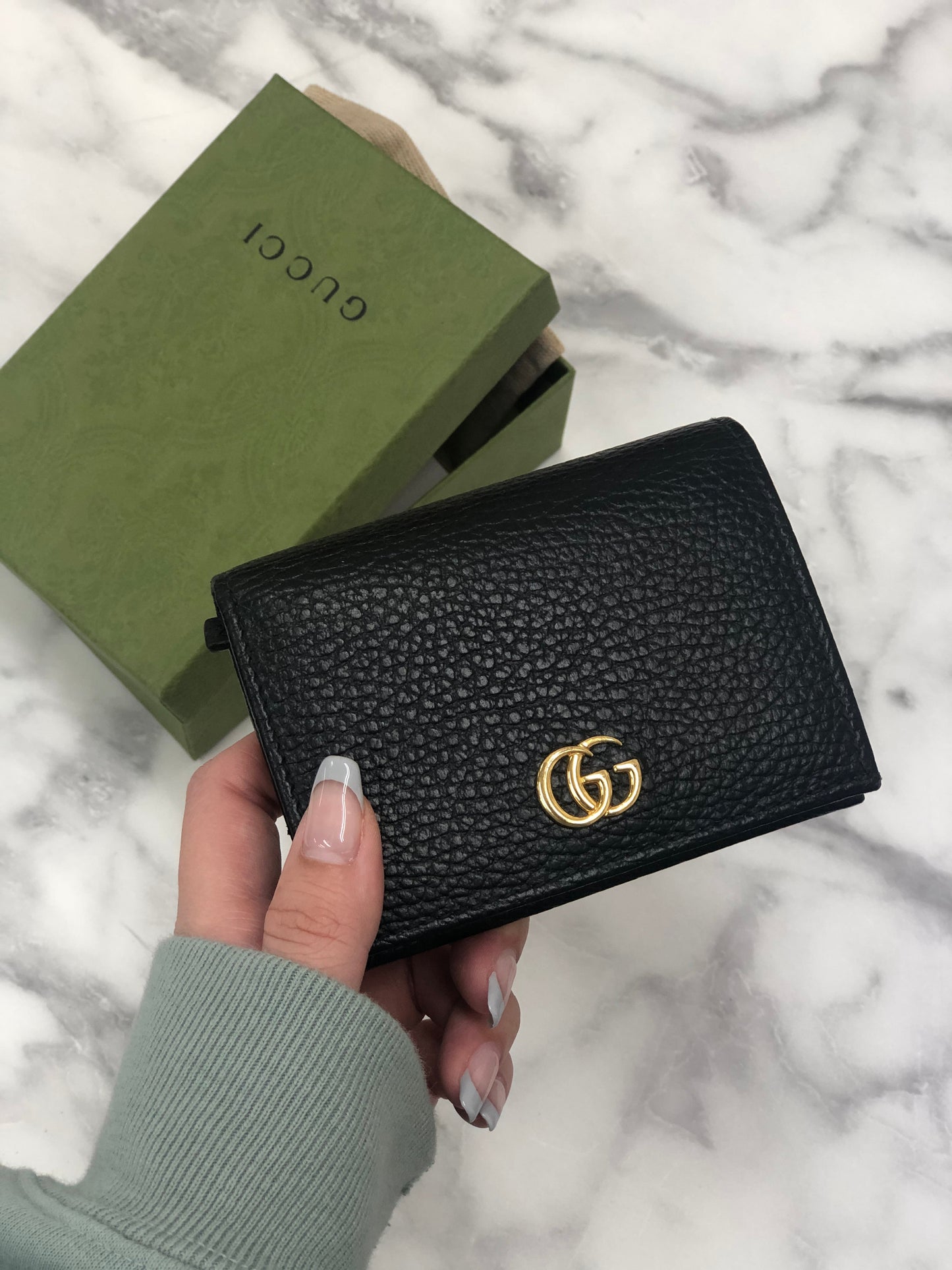 GUCCI Compact Wallet Marmont Black GG  yhbkcy