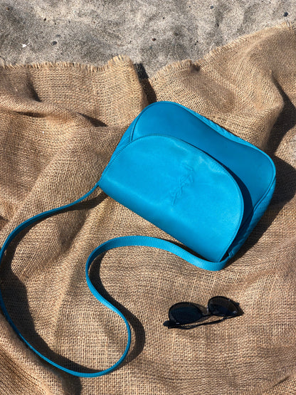 Yves Saint Laurent YSL logo Nylon Crossbody Shoulder bag Blue Vintage Old 5nphhk