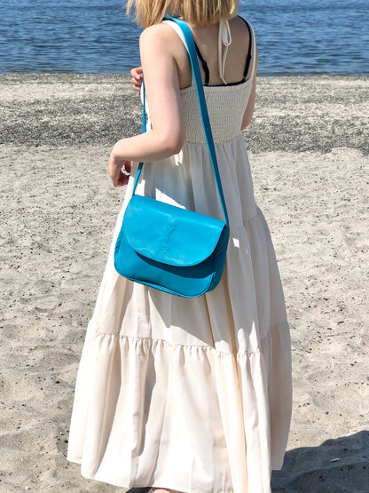 Yves Saint Laurent YSL logo Nylon Crossbody Shoulder bag Blue Vintage Old 5nphhk