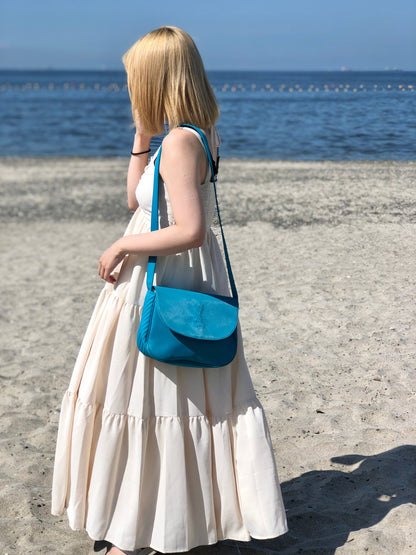 Yves Saint Laurent YSL logo Nylon Crossbody Shoulder bag Blue Vintage Old 5nphhk