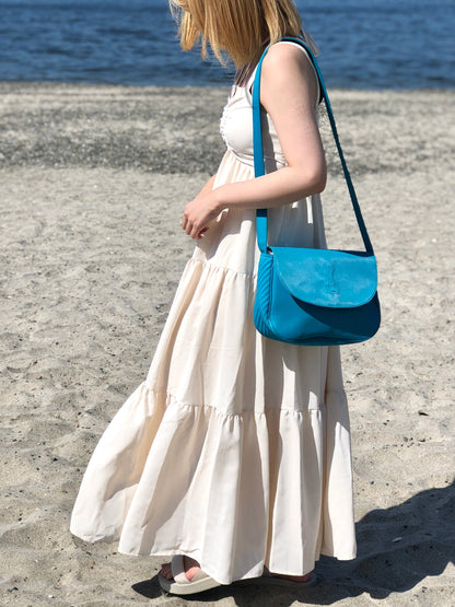 Yves Saint Laurent YSL logo Nylon Crossbody Shoulder bag Blue Vintage Old 5nphhk