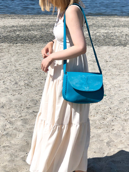 Yves Saint Laurent YSL logo Nylon Crossbody Shoulder bag Blue Vintage Old 5nphhk