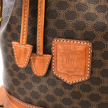 CELINE Macadam Blason Drawstring Side zipper Shoulder bag Brown Vintage Old Celine e2bfgx