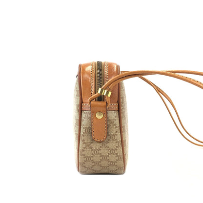 CELINE Macadam Blason Shoulderbag Beige Vintage Old celine 453zb4