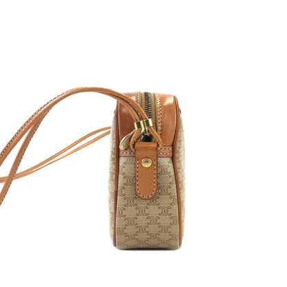 CELINE Macadam Blason Shoulderbag Beige Vintage Old celine 453zb4