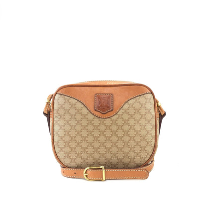 CELINE Macadam Blason Shoulderbag Beige Vintage Old celine 453zb4