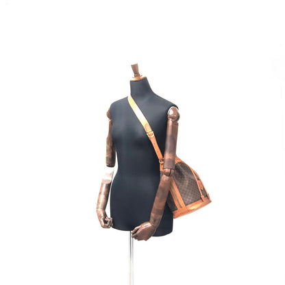 CELINE Macadam Blason Drawstring Side zipper Shoulder bag Brown Vintage Old Celine e2bfgx