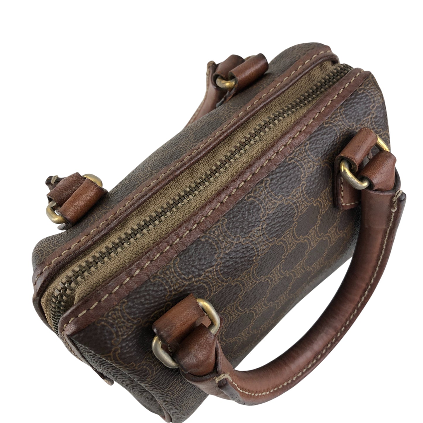 CELINE Macadam Two-way Small Boston bag Shoulder bag Brown Vintage bnscrs