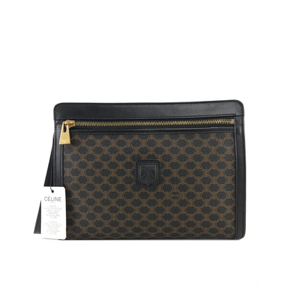 CELINE Macadam Blason Clutch bag Black Vintage Old Celine smkt4c