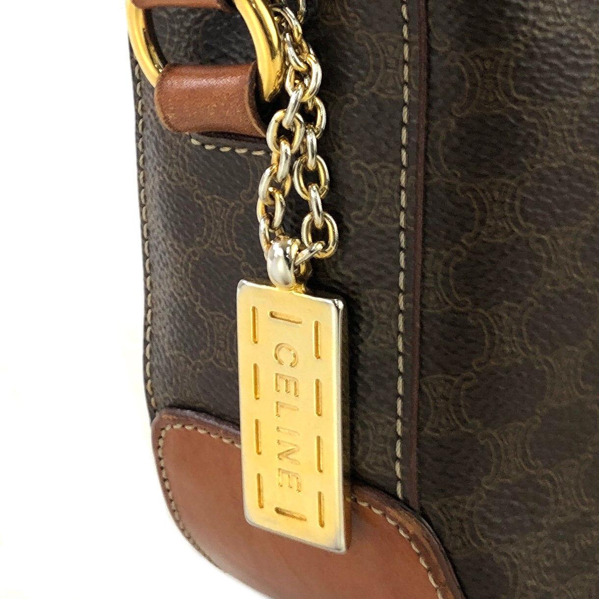CELINE Macadam Blason Crossbody Shoulder bag Brown Vintage Old Celine rax2y3