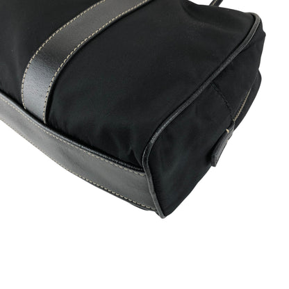 PRADA Tessuto Triangle Logo Padlock Small Boston bag Handbag Black Vintage xxiw34