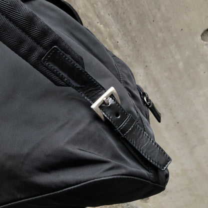 PRADA Triangle logo Double pocket Nylon Backpack Black Vintage 6bhxb5