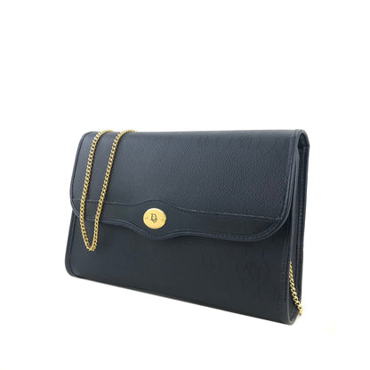 Christian Dior Logo Honeycomb Pattern Chain Crossbody Shoulderbag Navy Vintage Old 3yspde