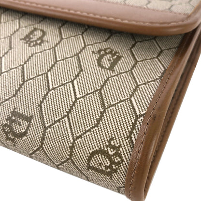 Christian Dior Logo Honeycomb Pattern Chain Crossbody Shoulderbag Beige Vintage Old ga84w7