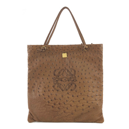 LOEWE Anagram Ostrich Tote bag Brown Vintage Old bkb45d