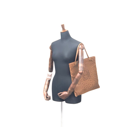 LOEWE Anagram Ostrich Tote bag Brown Vintage Old bkb45d