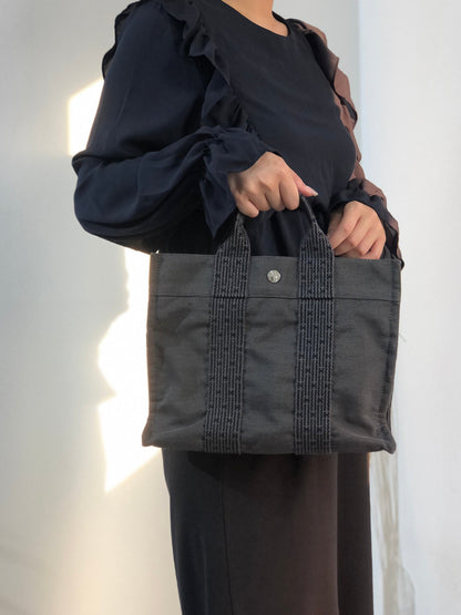 HERMES Yell Line 帆布 PM 手提包 灰色 復古 舊 teisbv
