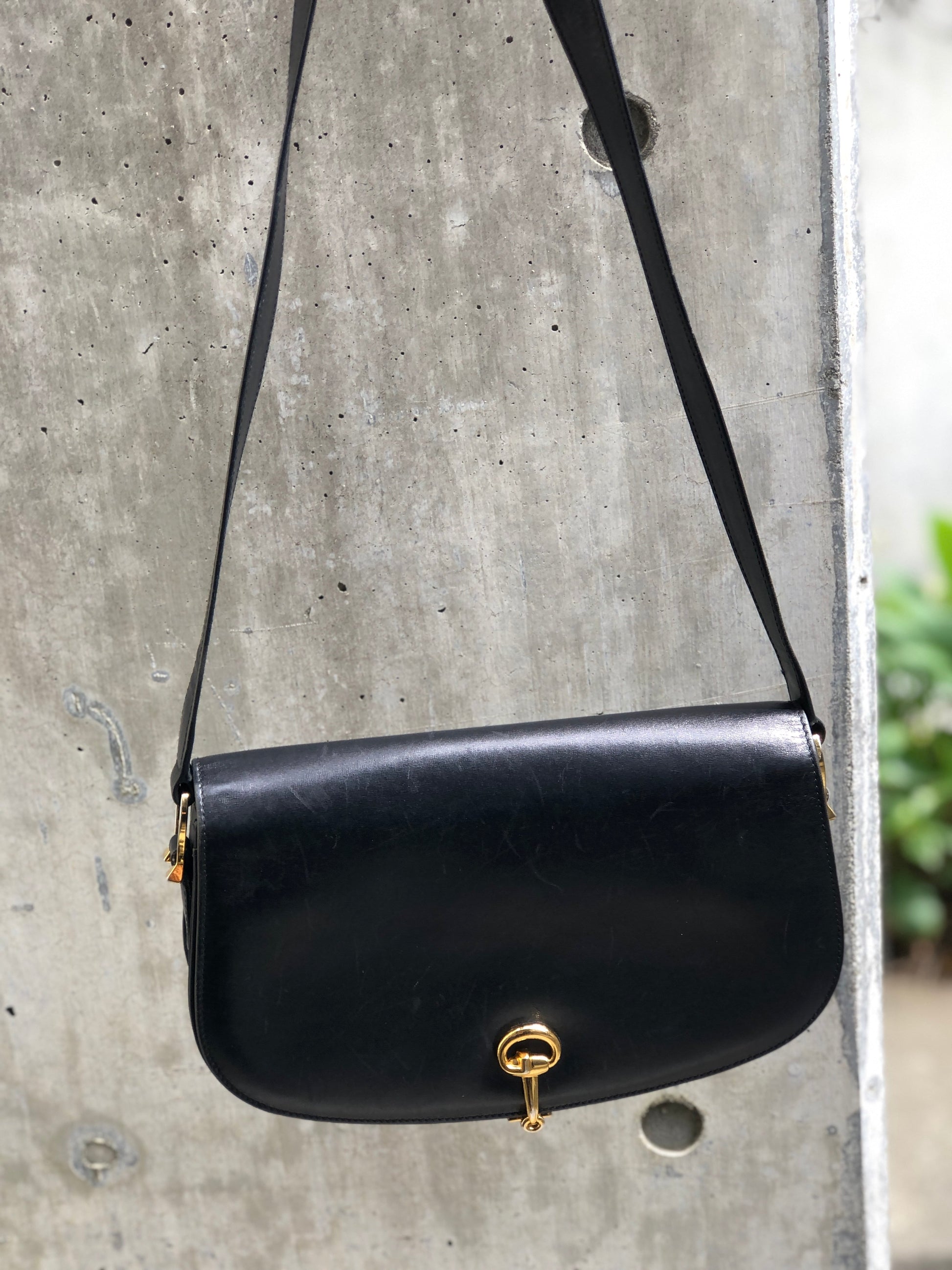 Vintage Gucci Leather Saddle Flap Shoulder Bag