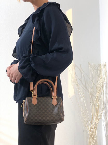CELINE Macadam Two-way Shoulder bag Mini Boston bag Handbag Brown Vintage Old CELINE tgd87j