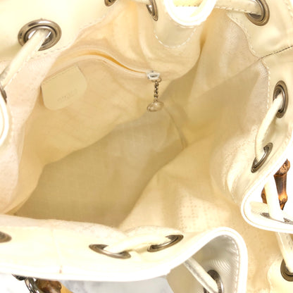 GUCCI Bamboo Nylon Patent leathe Whiter 4umeg6