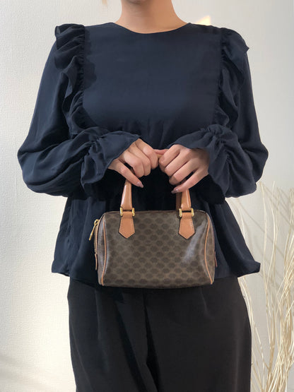 CELINE Macadam Two-way Shoulder bag Mini Boston bag Handbag Brown Vintage Old CELINE tgd87j