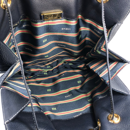 LOEWE Anagram Leather Edge Stitch Backpack Navy Vintage Old i2mxkh