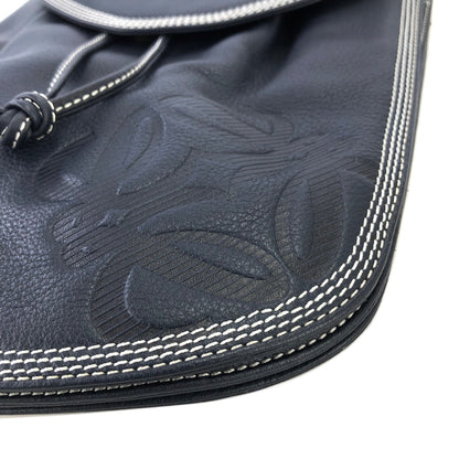 LOEWE Anagram Leather Edge Stitch Backpack Navy Vintage Old i2mxkh