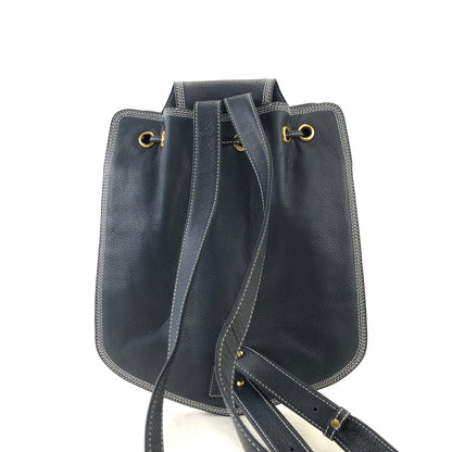 LOEWE Anagram Leather Edge Stitch Backpack Navy Vintage Old i2mxkh