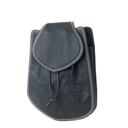 LOEWE Anagram Leather Edge Stitch Backpack Navy Vintage Old i2mxkh