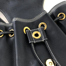 Load image into Gallery viewer, LOEWE Anagram Leather Edge Stitch Backpack Navy Vintage Old i2mxkh
