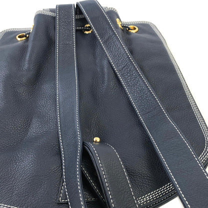 LOEWE Anagram Leather Edge Stitch Backpack Navy Vintage Old i2mxkh
