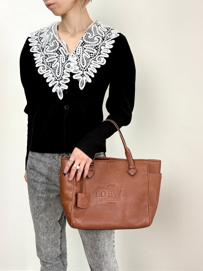 LOEWE Logo Embossed Totebag Brown Vintage 8s4u5v