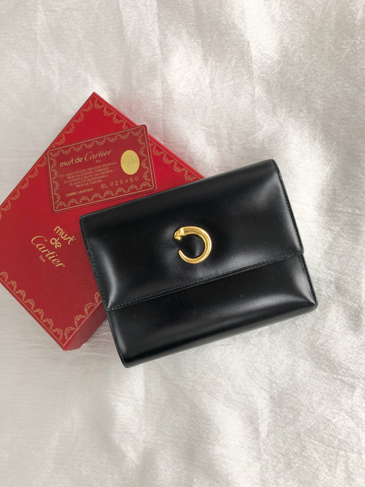 Cartier Trifold Wallet Black Vintage c3eb42